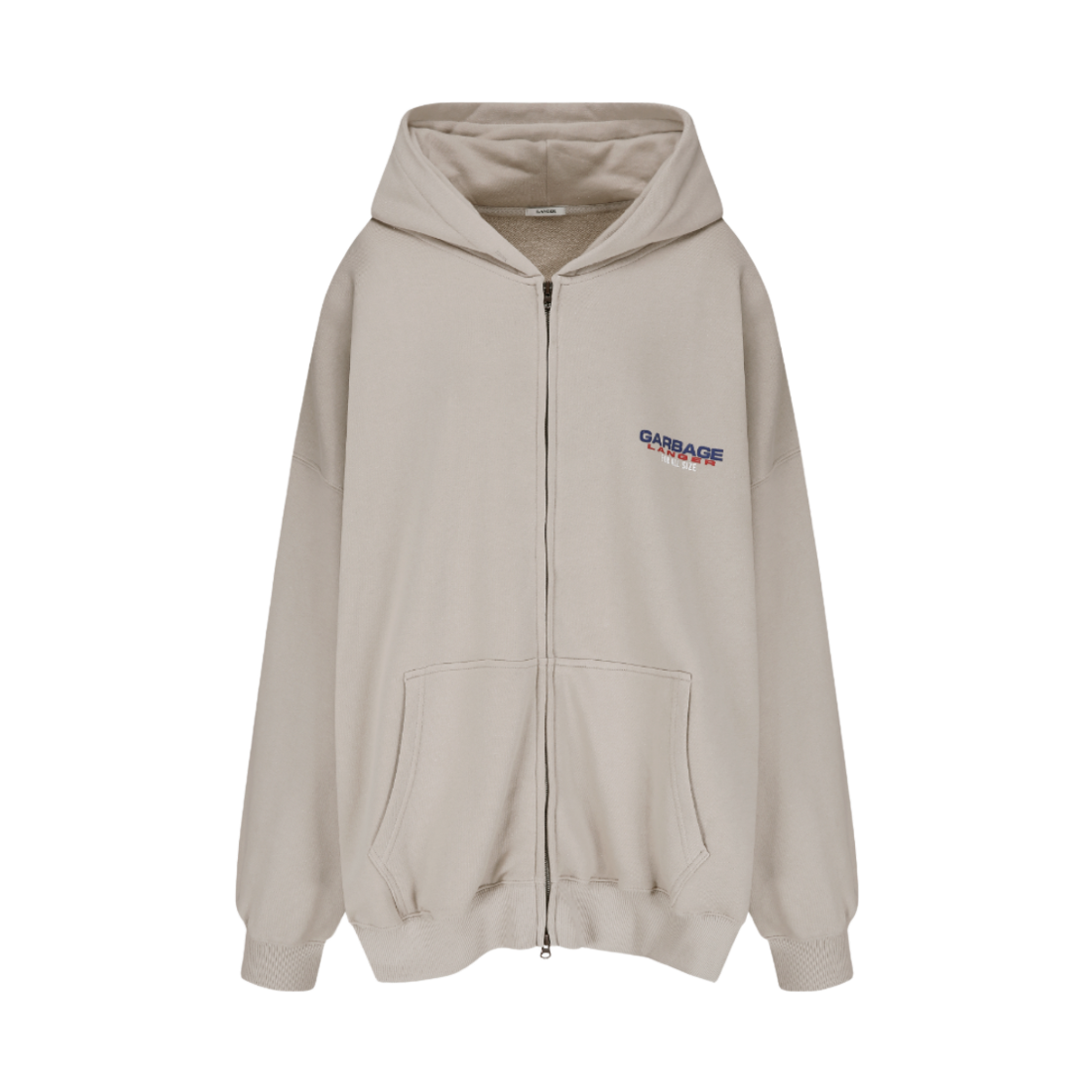 랑거 올 사이즈 레터링 집업 후디 베이지(Langer All Size Lettering Zip Up Hoodie Beige) - 1