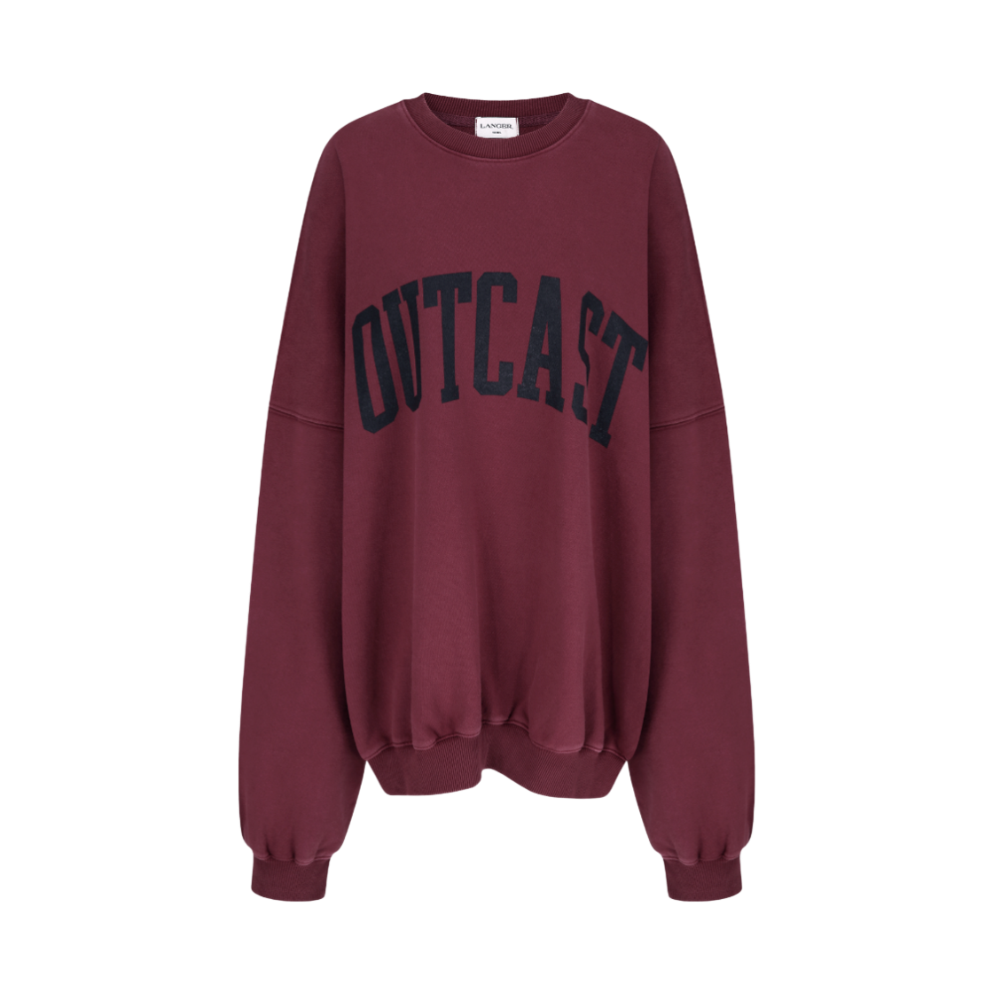 랑거 아웃캐스트 워시드 레터링 스웨트셔츠 와인(Langer Outcast Washed Lettering Sweatshirt Wine)