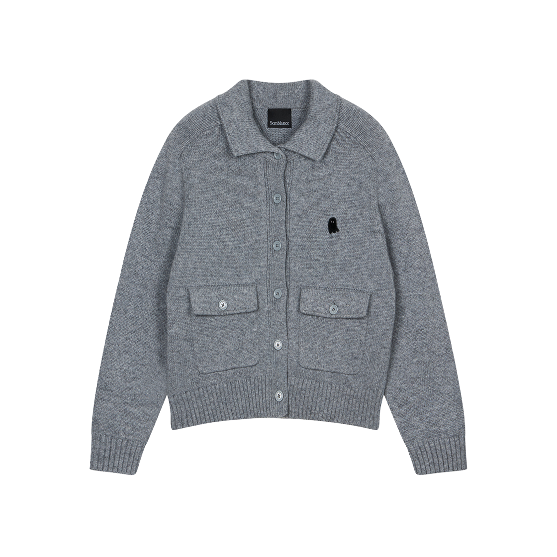 ZI4KT802MG ZIOSONGZIO SEMBLANCE WOMAN MULTI POCKET COLLARED CARDIGAN MELANGE GREY