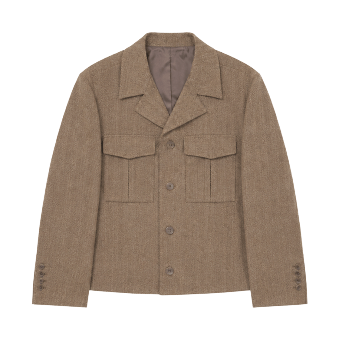 어레이드 브러쉬드 헤링본 크롭 자켓 네이비(Arrayed Brushed Herringbone Cropped Jacket Navy) - 4