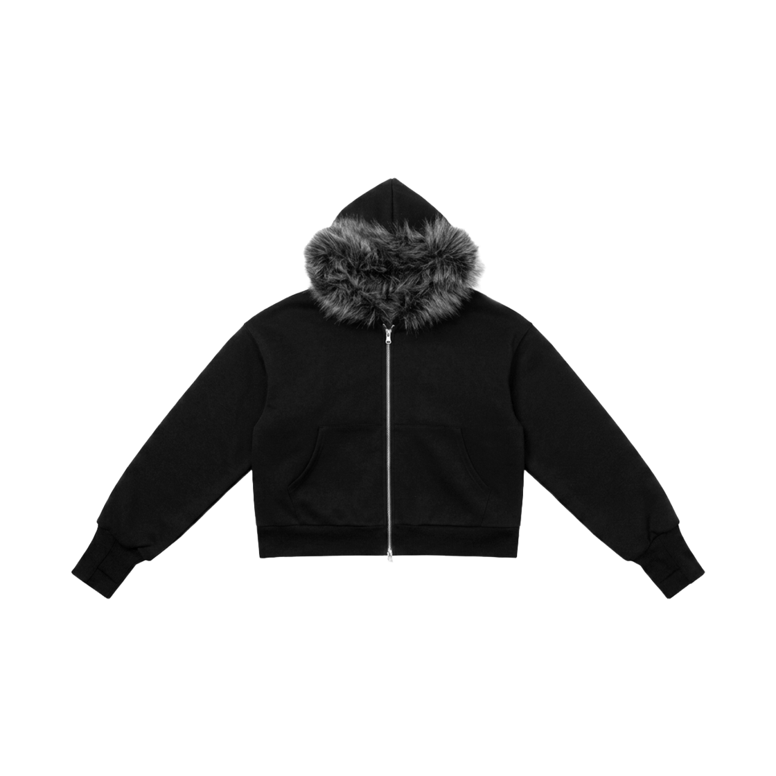어레이드 코어 퍼 후드 패디드 크롭 자켓 블랙(Arrayed Core Fur Hood Padded Crop Jacket Black)