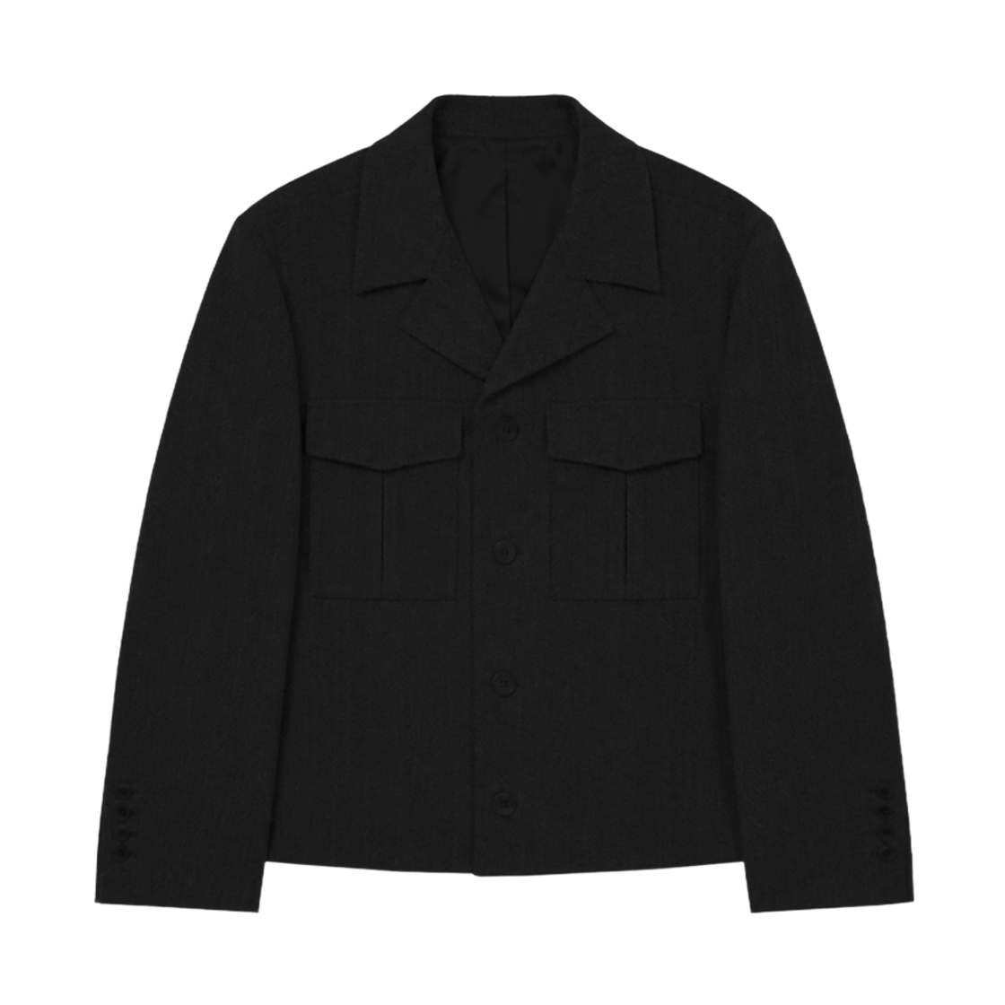 ARJK6303 Arrayed Brushed Herringbone Cropped Jacket Black