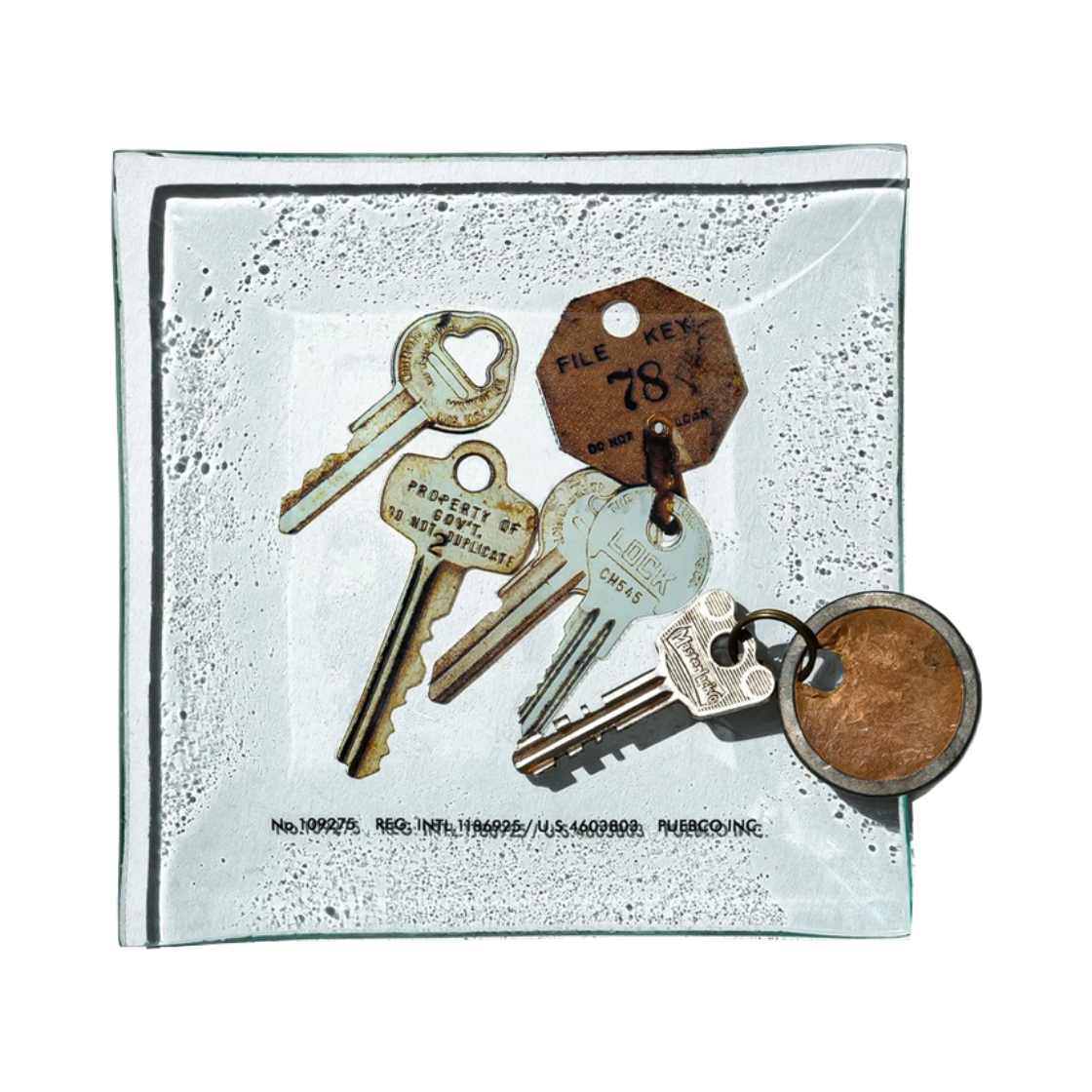 푸에브코 프린티드 글래스 트레이 키 멀티 - 26FW(Puebco Printed Glass Tray Key Multi - 26FW)