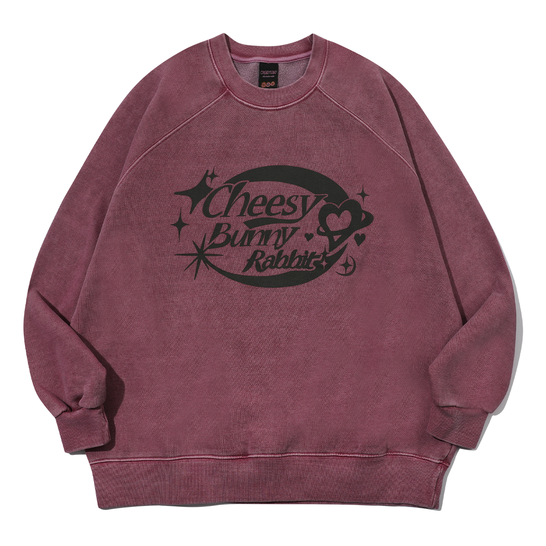 C23FD53 CPGN STUDIO Cheesy Bunny Raglan Pigment Sweatshirt Dusty Pink