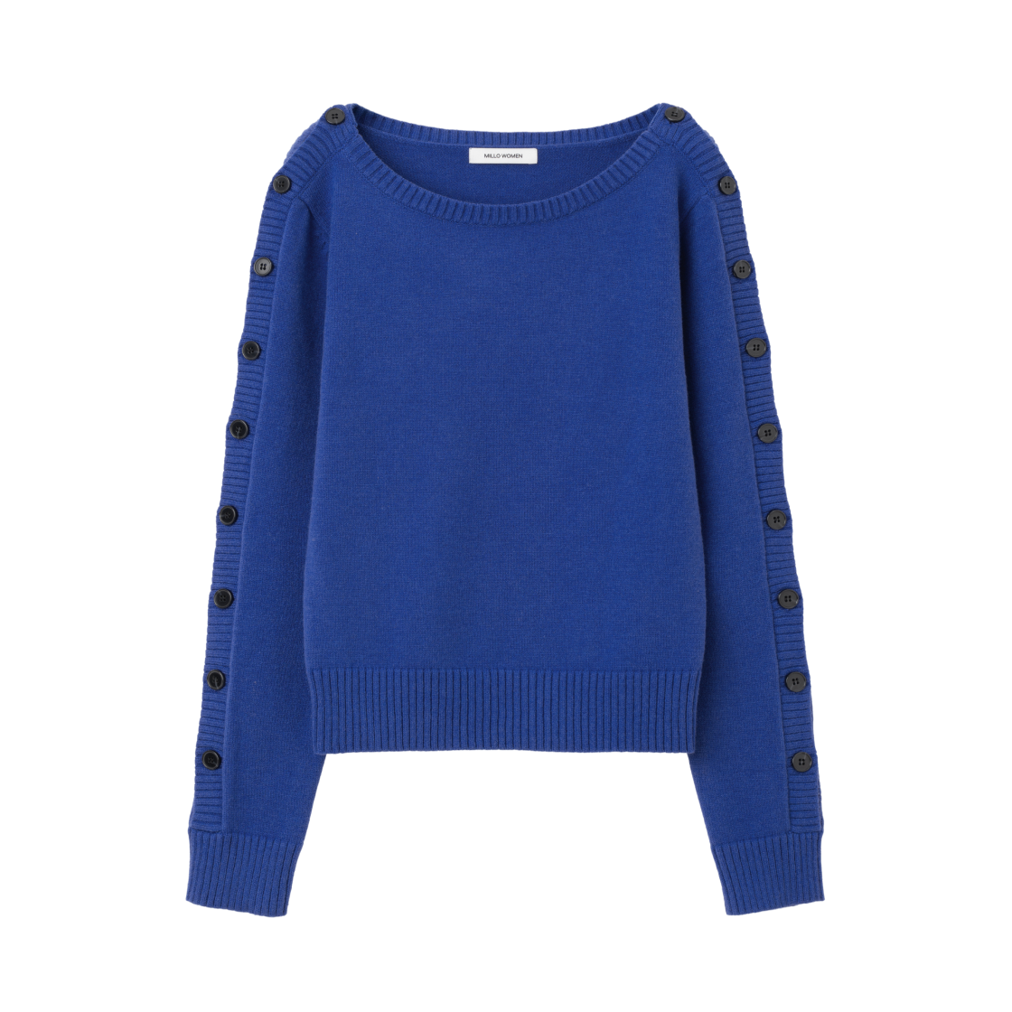MW371BLU MILLO WOMEN Boat Neck Button Knit Blue