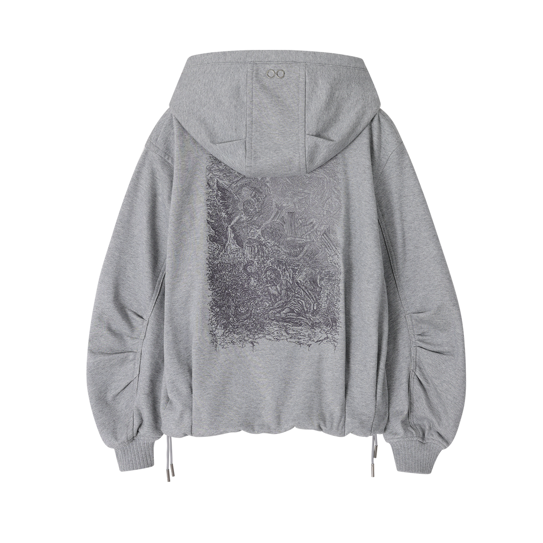(W) 송지오 컬렉션 베네딕션 엠브로이드 코쿤 후드 멜란지그레이((W) SONGZIO COLLECTION Benediction Embroidered Cocoon Hood Melange Grey) - 2