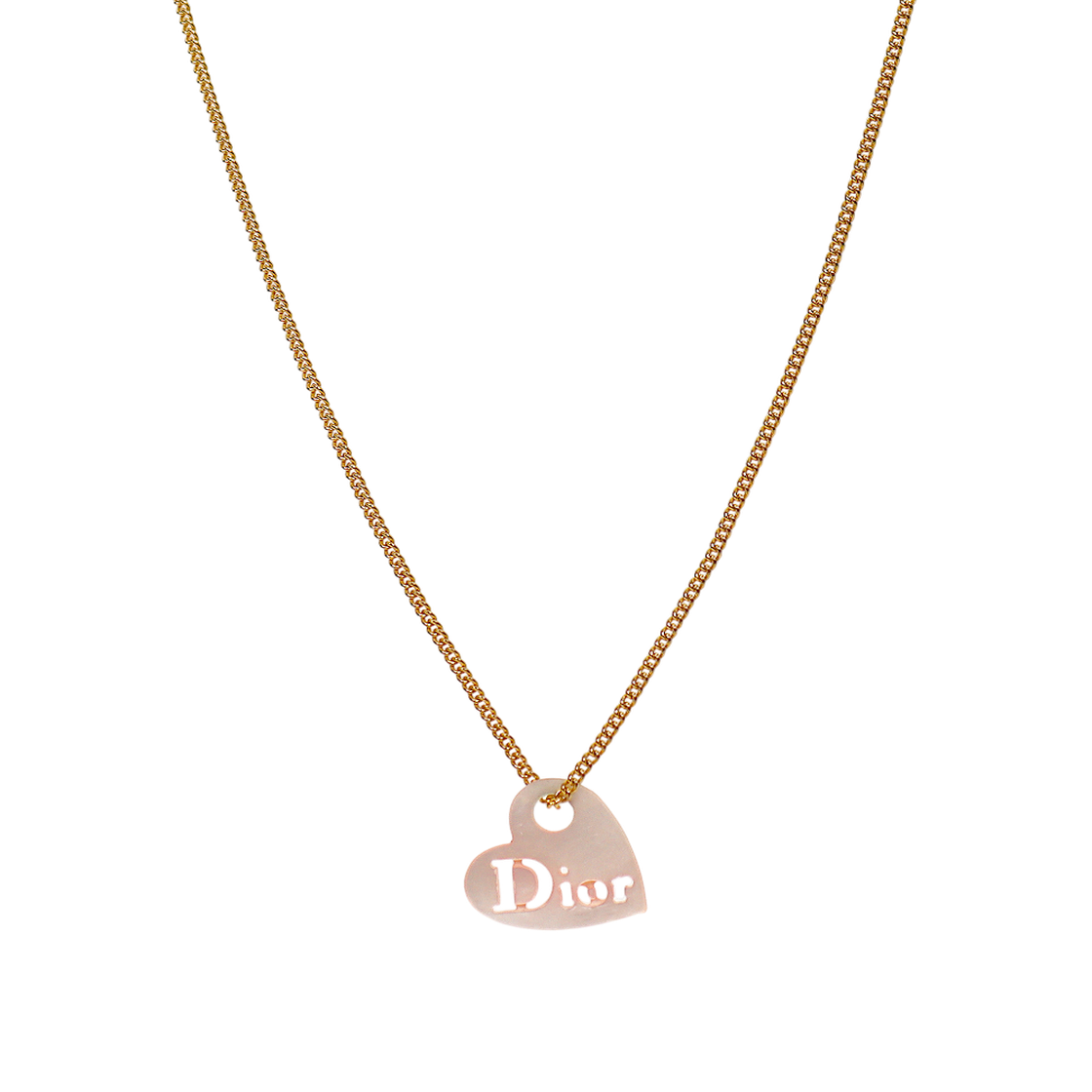 ITSDT7GHKUTH Dior Mother of Pearl Heart Gold Necklace