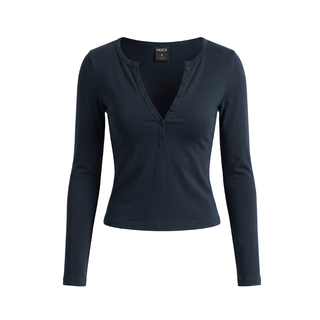 에이치덱스 무브 코튼 헨리넥 롱 슬리브 우먼 스톰 네이비(HDEX Move Cotton Henley Neck Long Sleeve W Storm Navy)