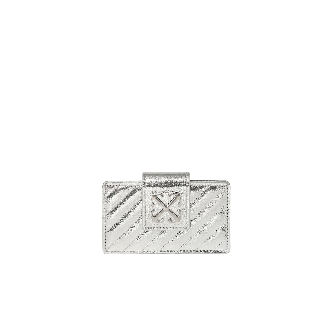 오프화이트 퀼티드 아코디언 카드 월렛 (실버)(Off-White Quilted Accordion Card Wallet (Silver))