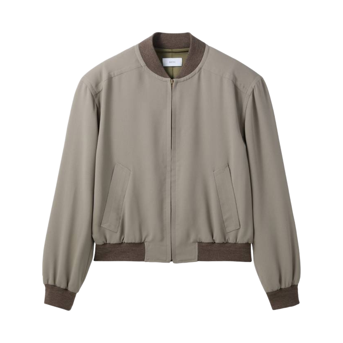 렉토 와이드 숄더 플루이드 점퍼 그레이시 카키(Recto Wide Shoulder Fluid Jumper Greyish Khaki)