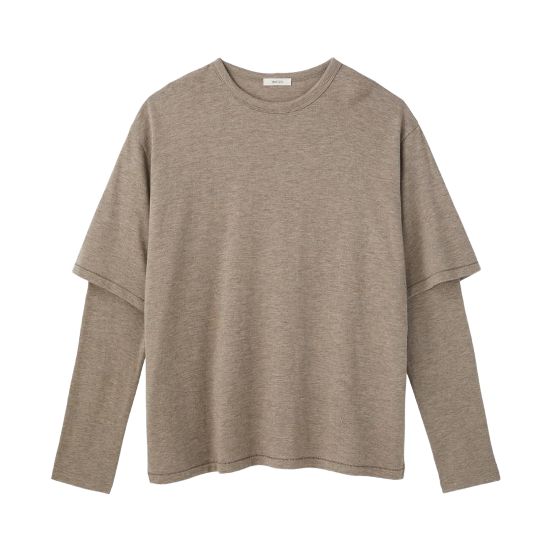 RM26WJTP003SP Recto Layered Sleeves Wool Silk Top Light Sepia