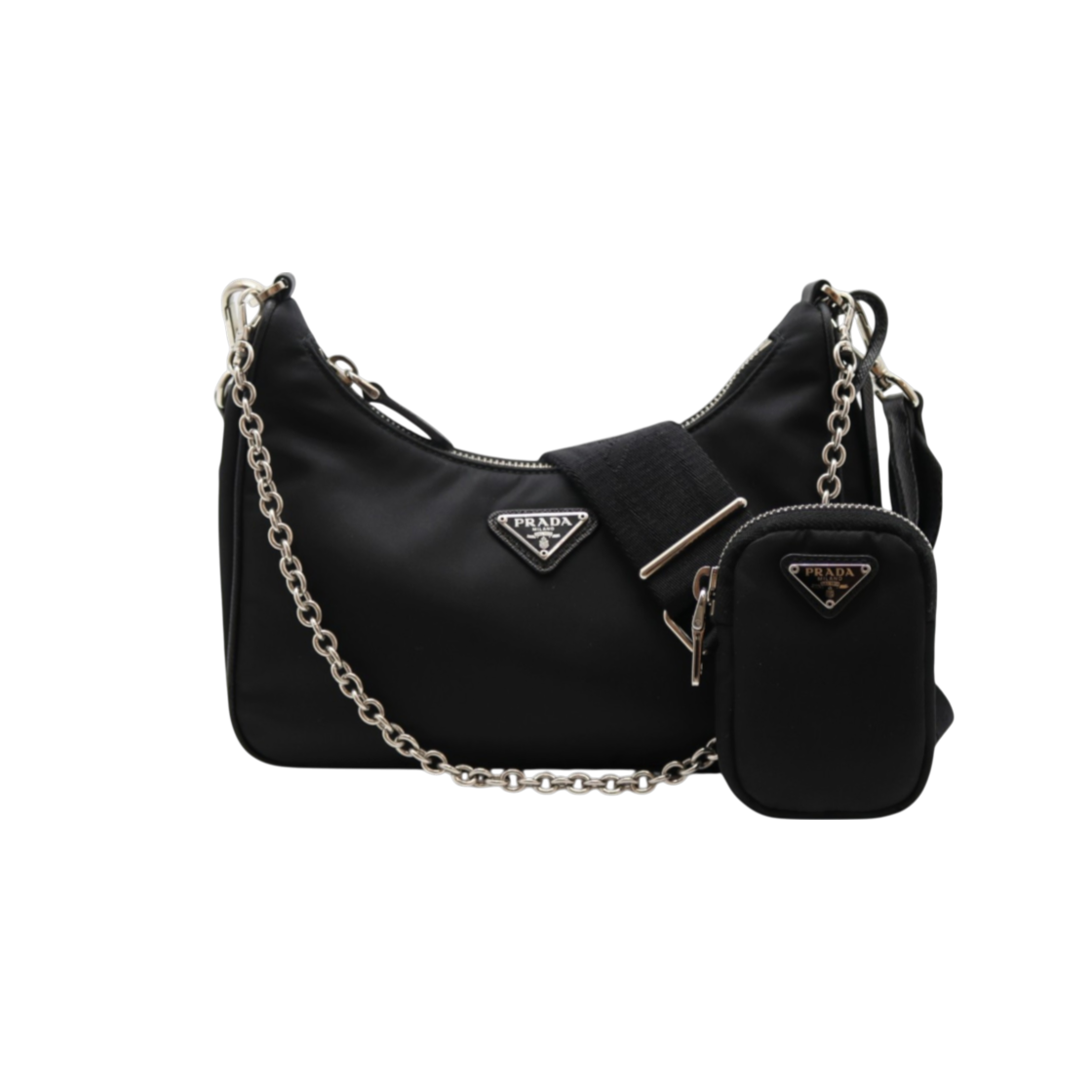 IT6J8PBWI9M7 Prada Tessuto Chain Hobo Bag