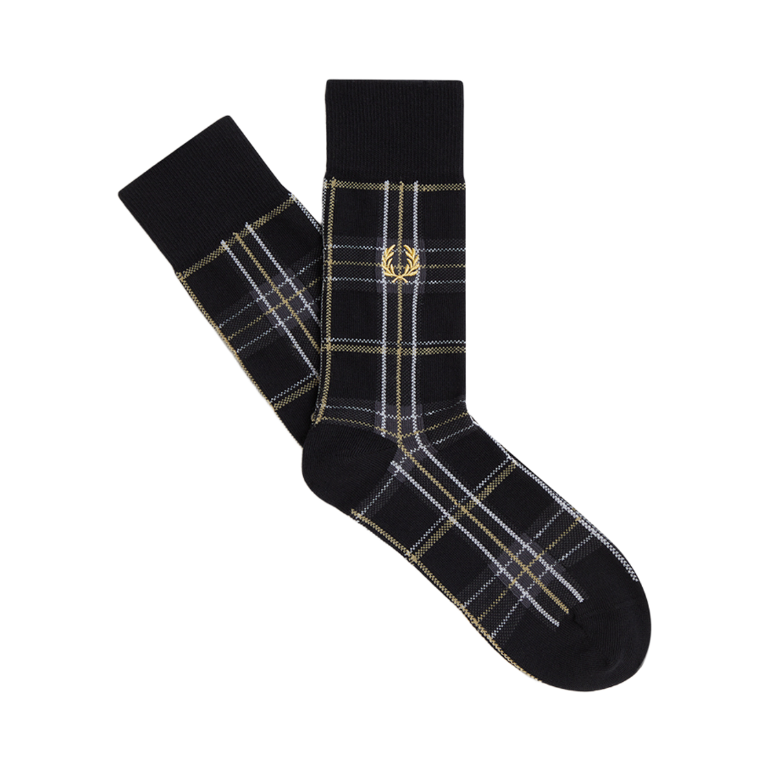 CFPU2G33334-90A Fred Perry Tartan Sock Black Champagne