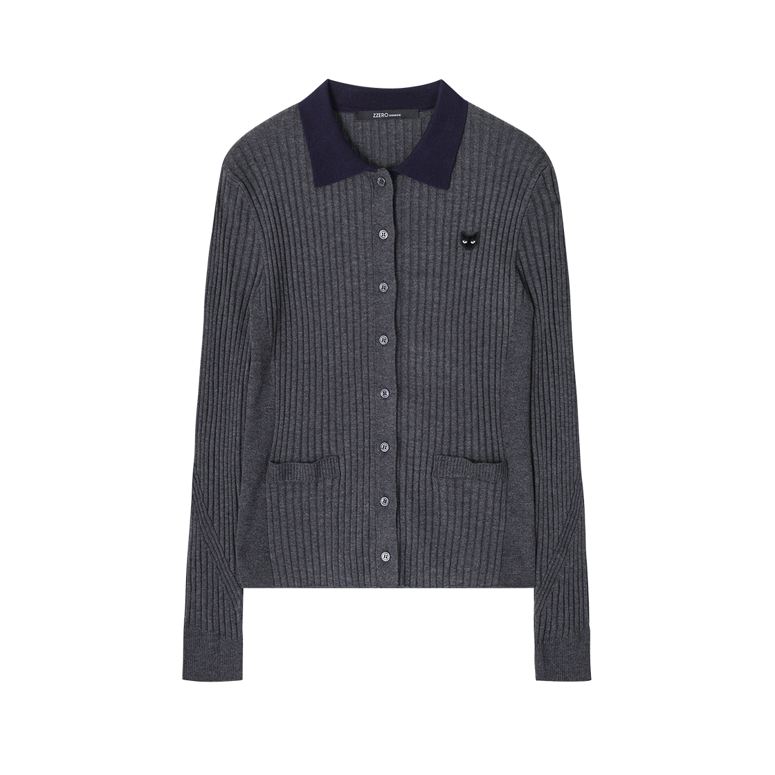 WI5KT816DG (W) SONGZIO ZZERO Panther Ribbed Collared Knit Dark Grey
