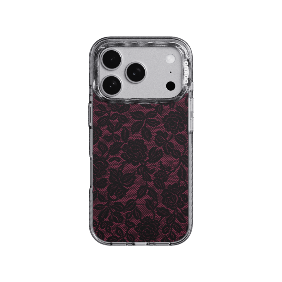 GRG26082608 GRAGG MAGSAFE LAYERS FRAME CASE CLEAR BLACK - PETAL LACE WINE