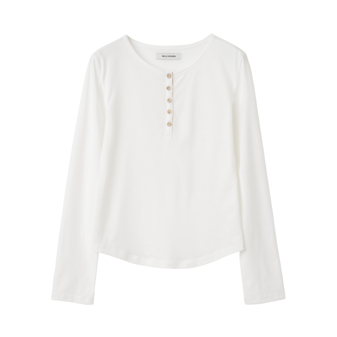 MW376IVR MILLO WOMEN Tape Henley Neck T-Shirt Ivory