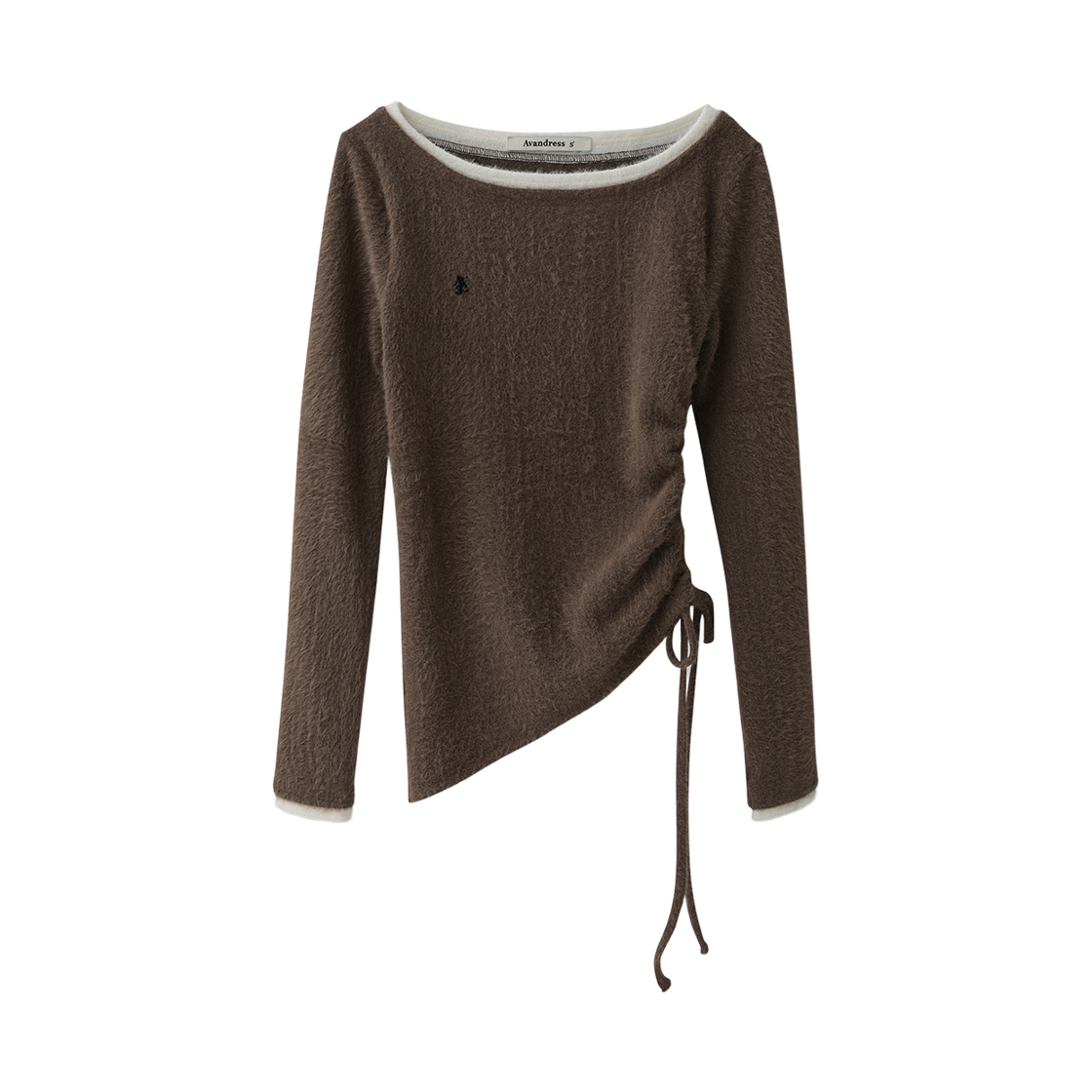AD63TS07BR AVANDRESS Seneon Unbalance Shirring Fake Layered Tee BROWN