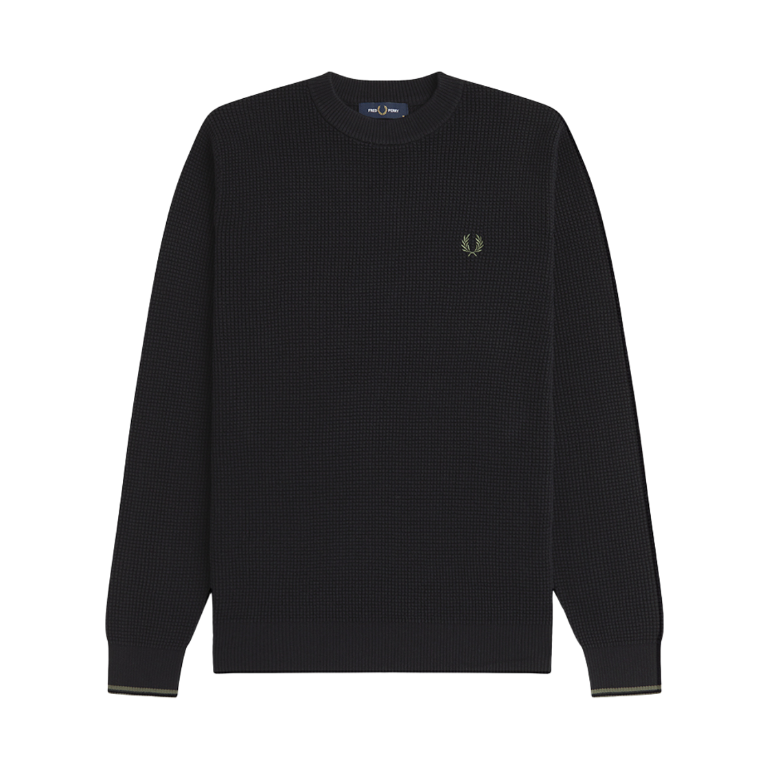 AFPM2G36507-198 Fred Perry Waffle Stitch Knit Black