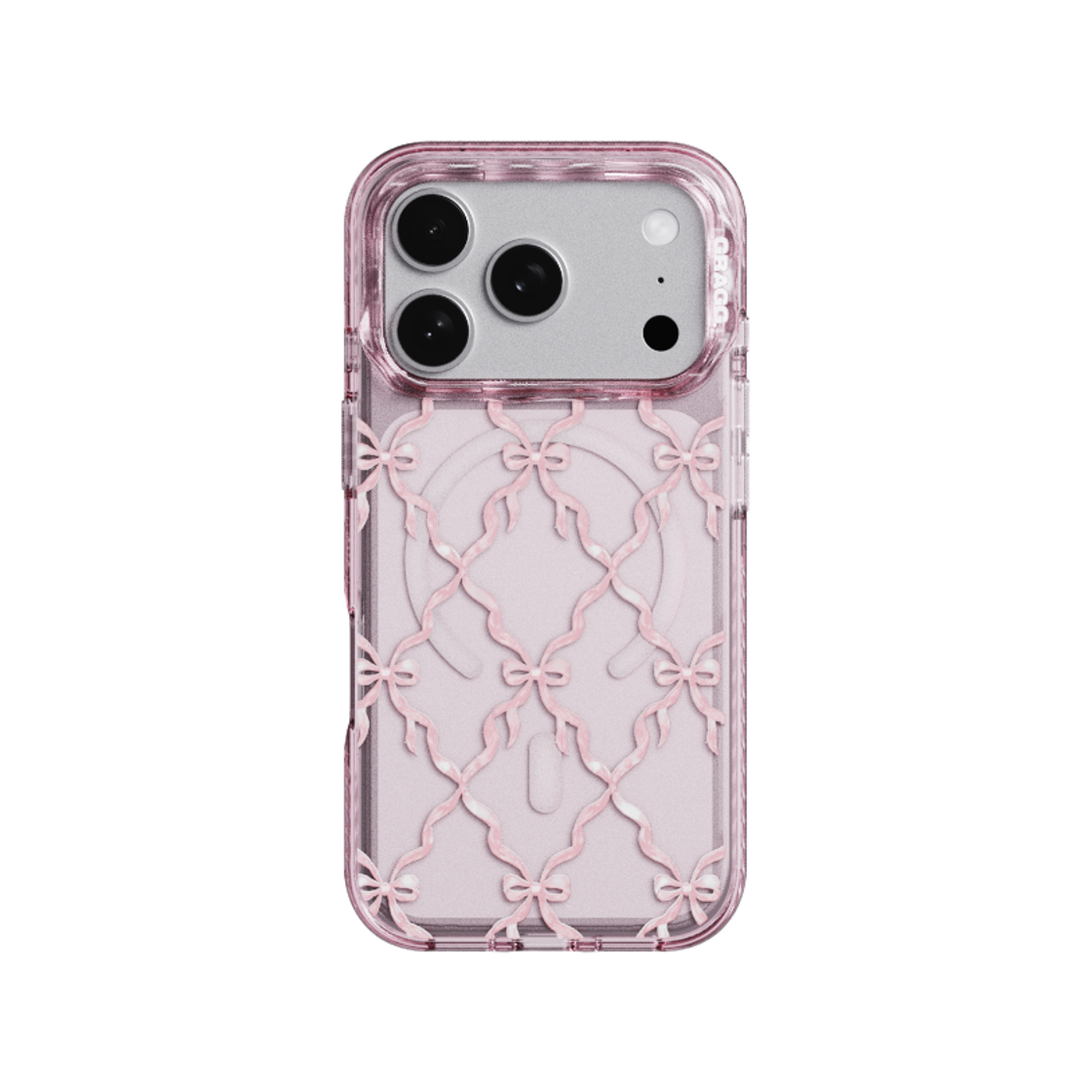 GRG26082603 GRAGG MAGSAFE LAYERS FRAME CASE CLEAR PINK - RIBBON VEIL