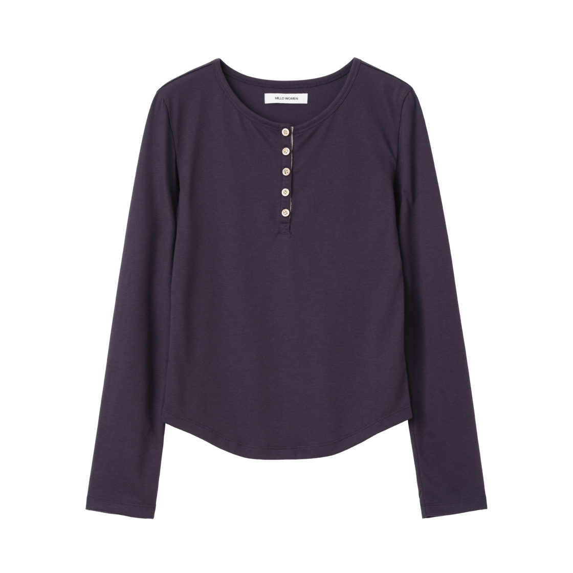 MW376PUR MILLO WOMEN Tape Henley Neck T-Shirt Purple