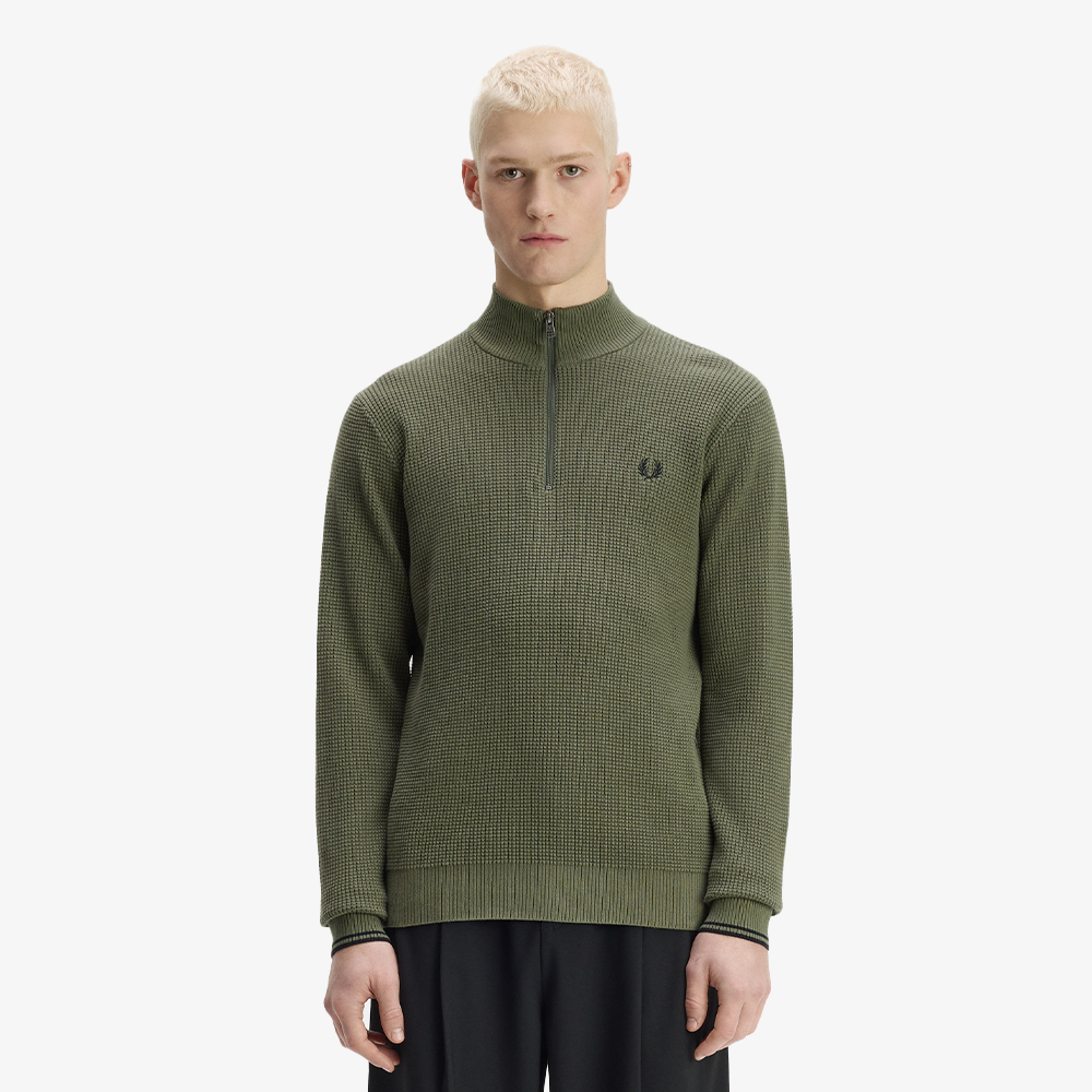 프레드페리 와플 스티치 하프집 니트 로렐리스그린(Fred Perry Waffle Stitch Half Zip Knit Laurel Wreath Green) - 2