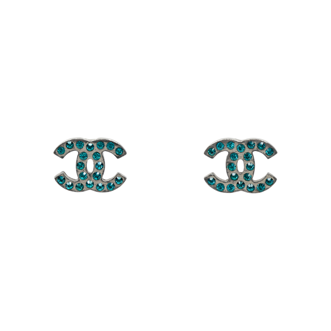 IT3ACTR5JNR6 Chanel Blue Cubic CC Silver Earrings