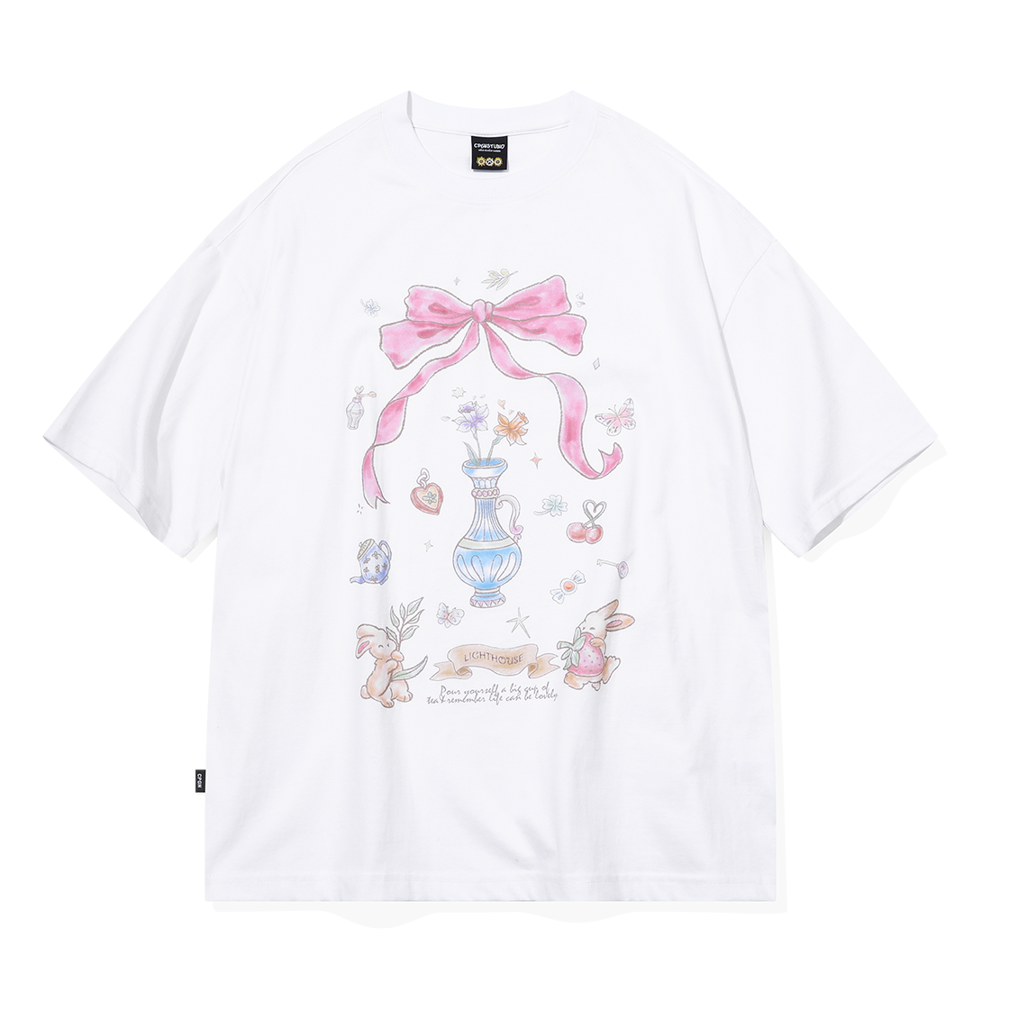 CP25SB17 CPGN STUDIO DTP Ribbon Flower T-Shirt White