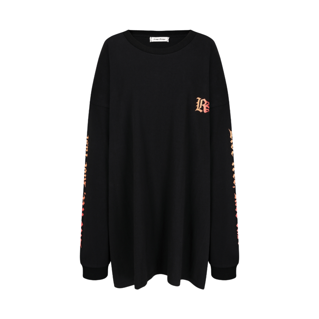 랑거 플레임 프린트 티셔츠 블랙-레드(Langer Flame Print T-shirt Black-Red)