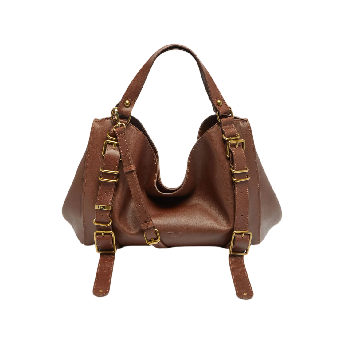 디젤 D-원 미디움 탑 핸들 백 트리티드 레더 브라운(Diesel D-One-Medium Top-Handle Bag In Treated Leather Brown) - 1