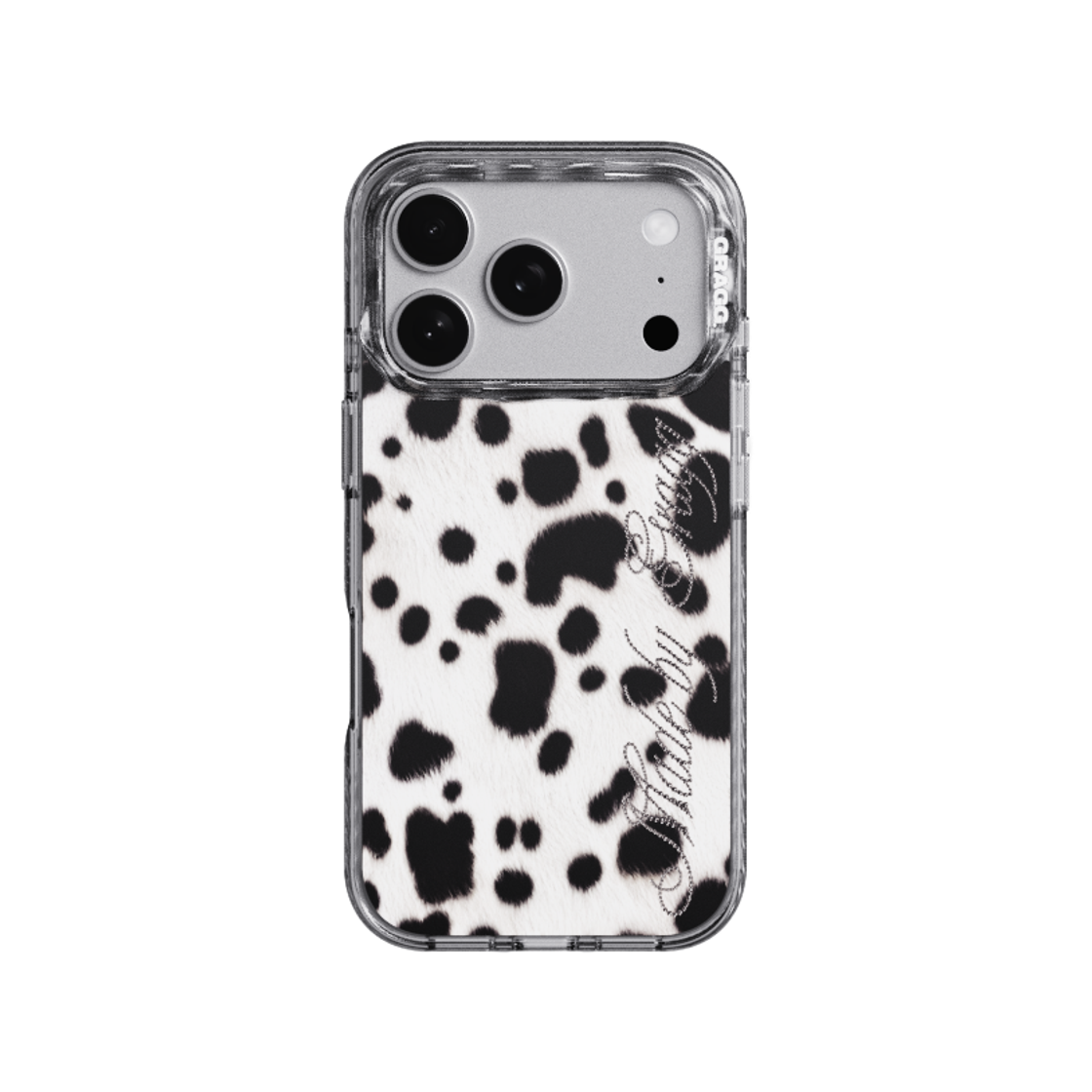그래그 프레임 패턴 케이스 클리어 블랙 달마시안 스크립트(GRAGG MAGSAFE LAYERS FRAME CASE CLEAR BLACK - DALMATIAN SCRIPT)