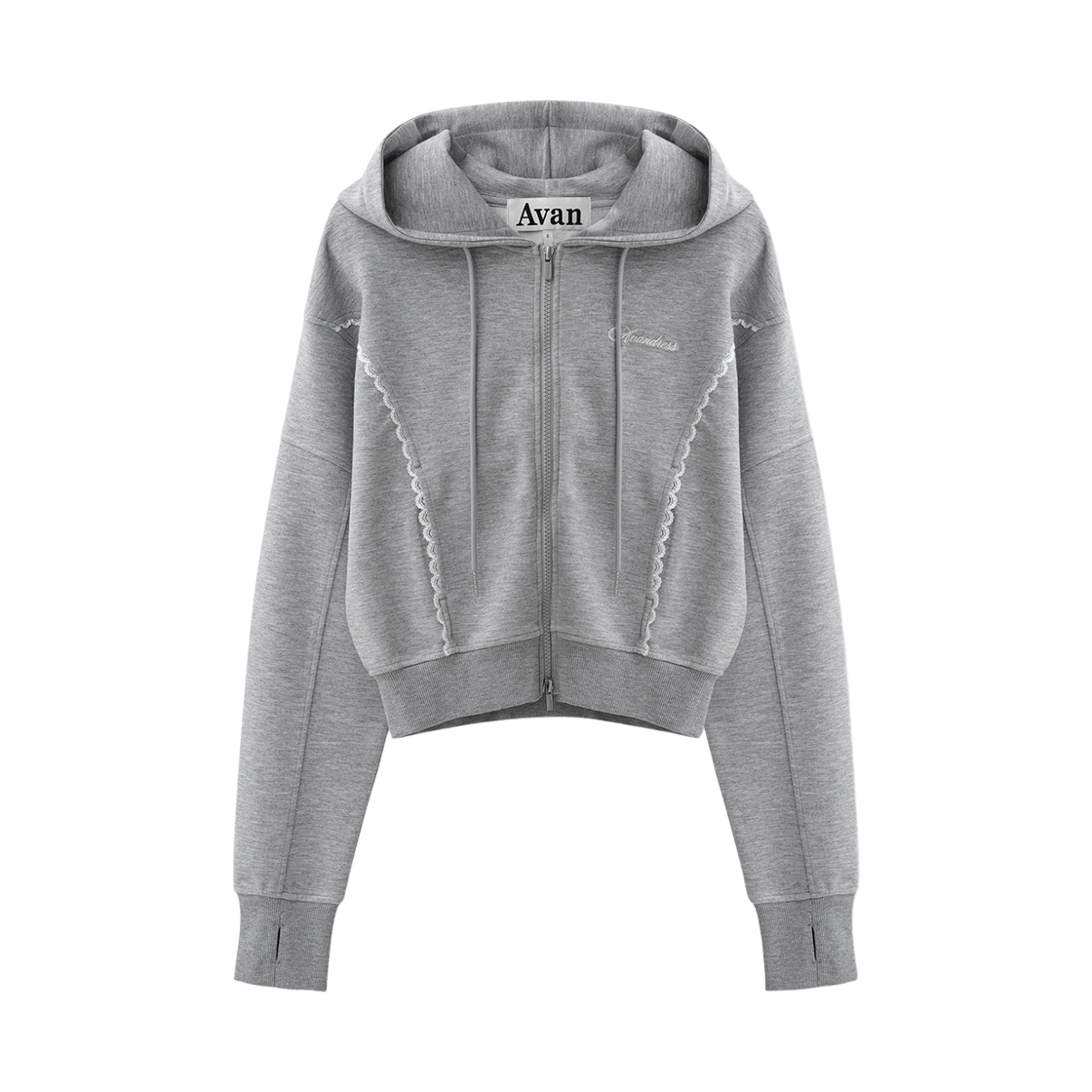 어반드레스 앙쥬 레이스 트랙 후디 집업 그레이(AVANDRESS Ange Lace Track Hoody Zip-up GREY)