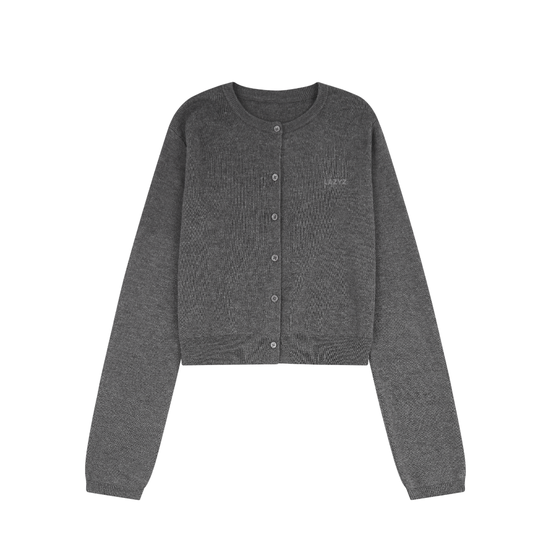 레이지지 오프아워 라운드넥 니트 가디건 차콜(LAZYZ Off Hour Round Neck Knit Cardigan Charcoal)