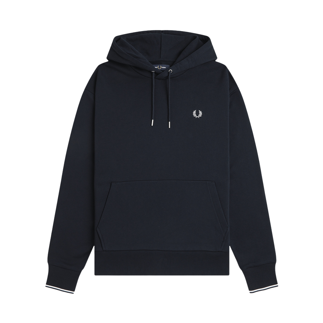 프레드페리 릴렉스드 팁드 후드 스웻셔츠 네이비 화이트(Fred Perry Relaxed Tipped Hooded Sweatshirt Navy White)