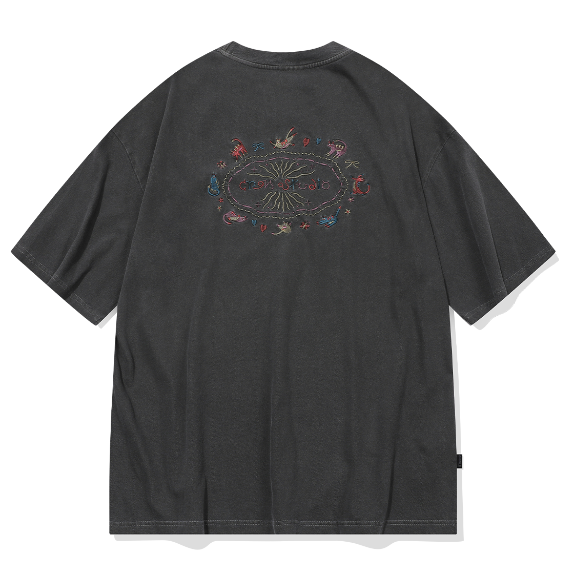 C25SF13 CPGN STUDIO Cat Stitch Pigment T-Shirt Smoke Black