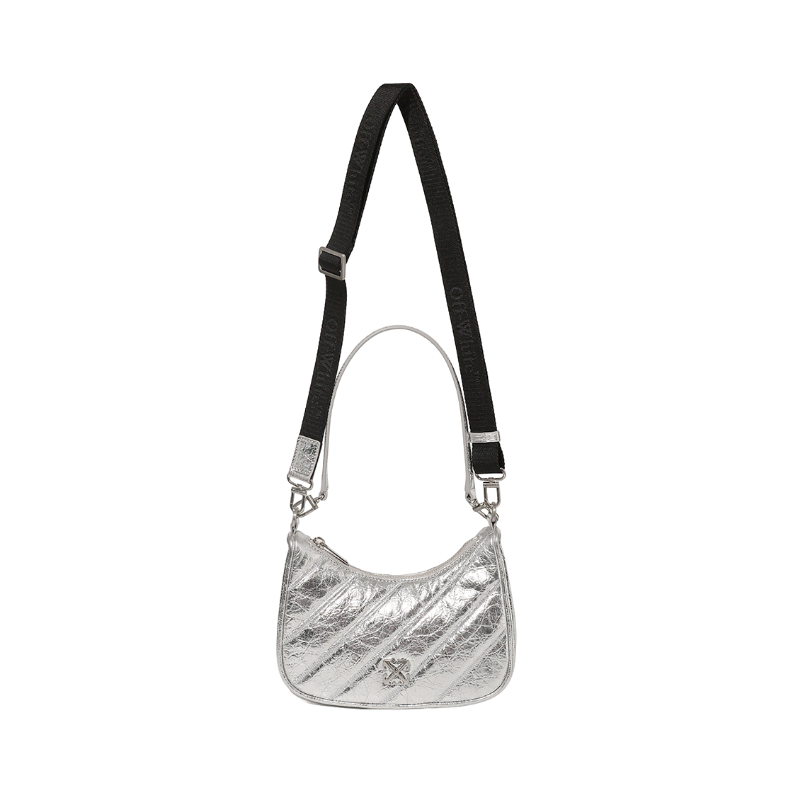 오프화이트 퀼티드 미니 크로스바디 백 (실버)(Off-White Quilted Mini Crossbody Bag (Silver)) - 2