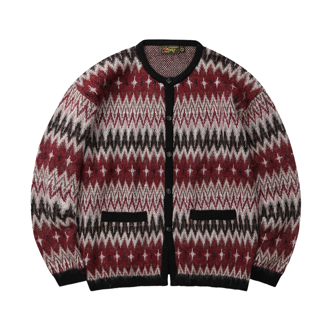 O25WWKN004RE OGARP Navaho Mohair Jacquard Cardigan Red