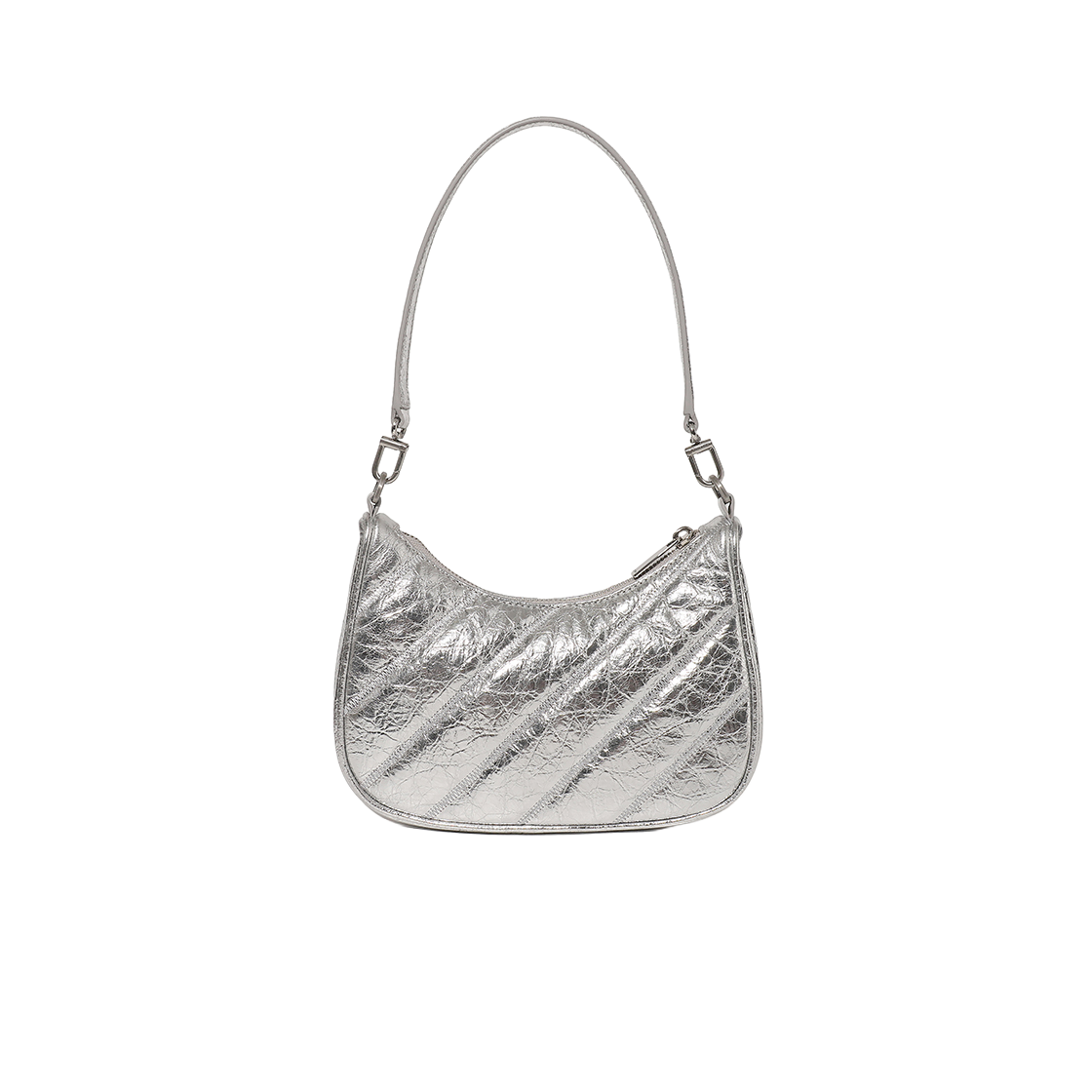 오프화이트 퀼티드 미니 크로스바디 백 (실버)(Off-White Quilted Mini Crossbody Bag (Silver)) - 4