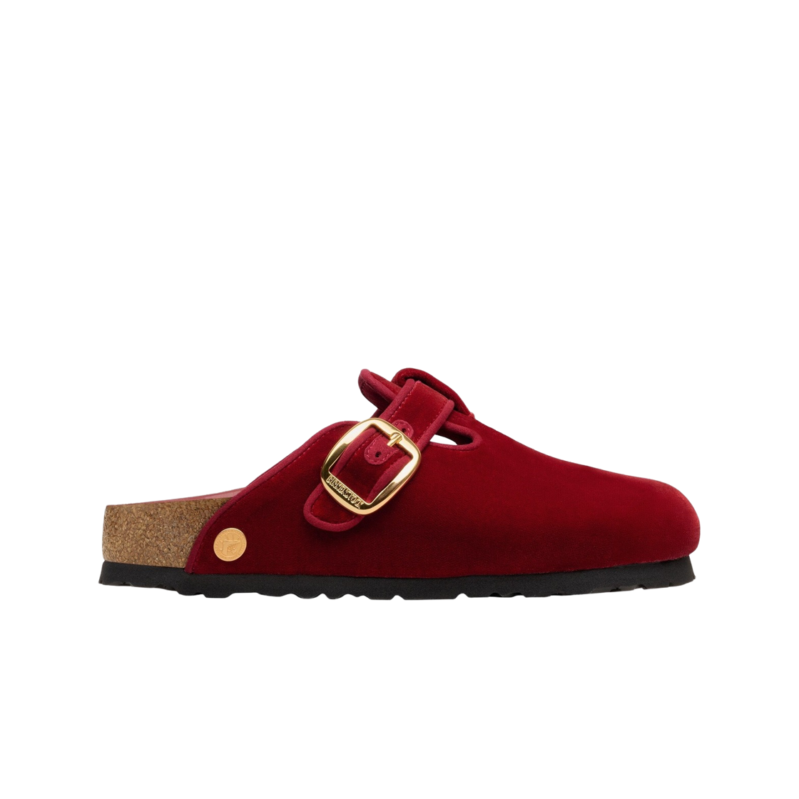 1030078 (W) Birkenstock Boston Big Buckle Piping Rivet Logo Textile Mars Red Velvet - Narrow