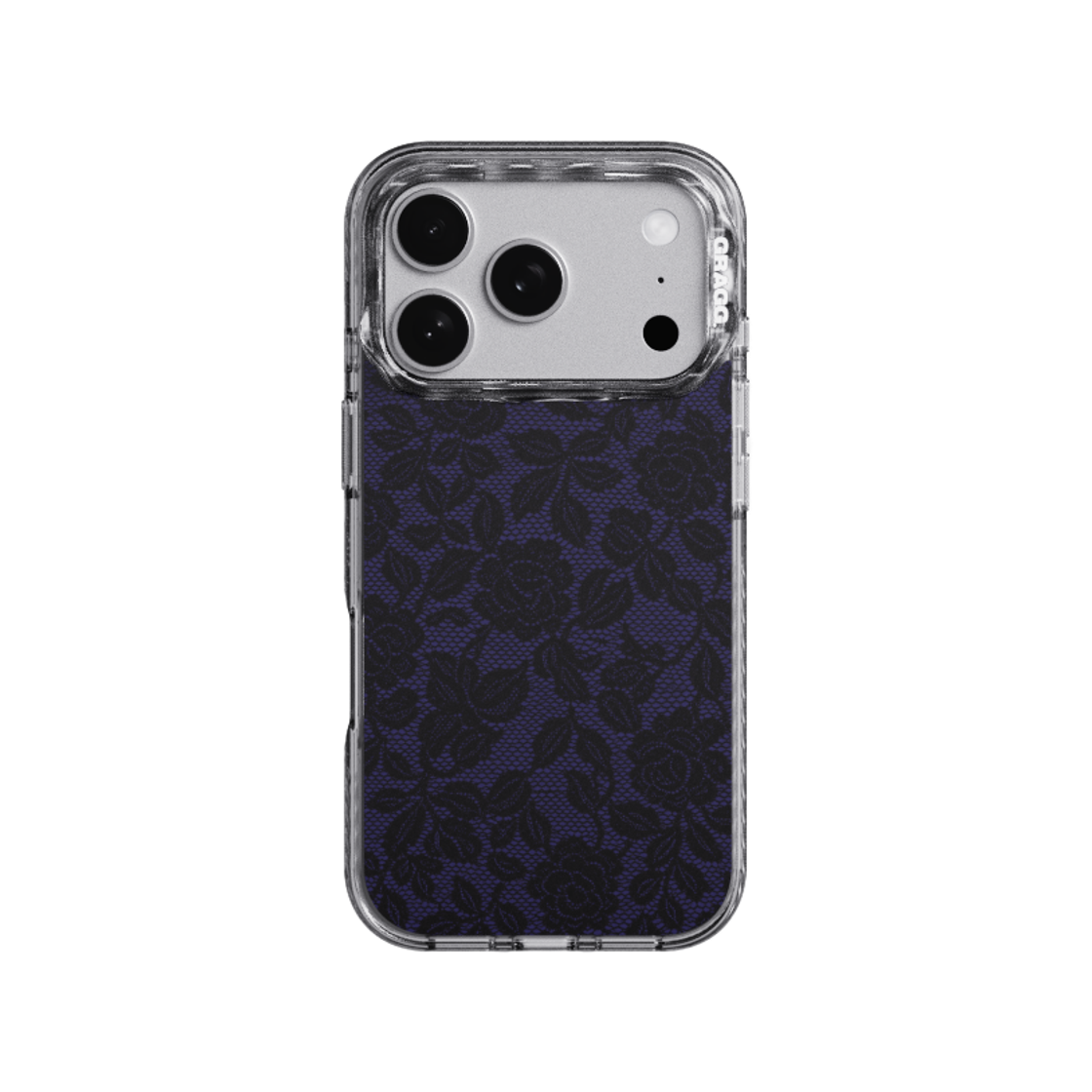 그래그 프레임 패턴 케이스 클리어 블랙 페틀 레이스 코발트(GRAGG MAGSAFE LAYERS FRAME CASE CLEAR BLACK - PETAL LACE COBALT)