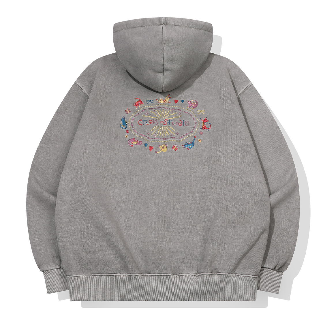C25FF30 CPGN STUDIO [2-WAY] Cat Stitch Pigment Hood Zip-up Ghost Grey