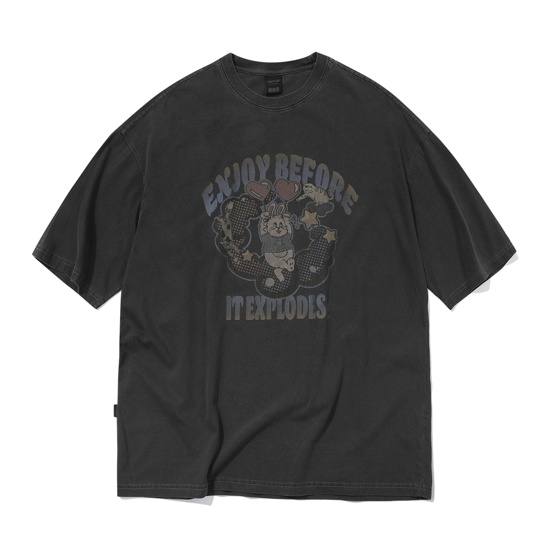 C24SC03 CPGN STUDIO Explore Bunny Pigment T-Shirt Smoke Black