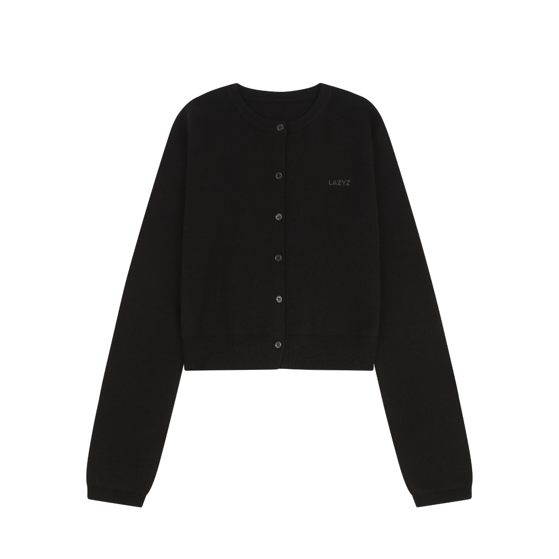 레이지지 오프아워 라운드넥 니트 가디건 블랙(LAZYZ Off Hour Round Neck Knit Cardigan Black)
