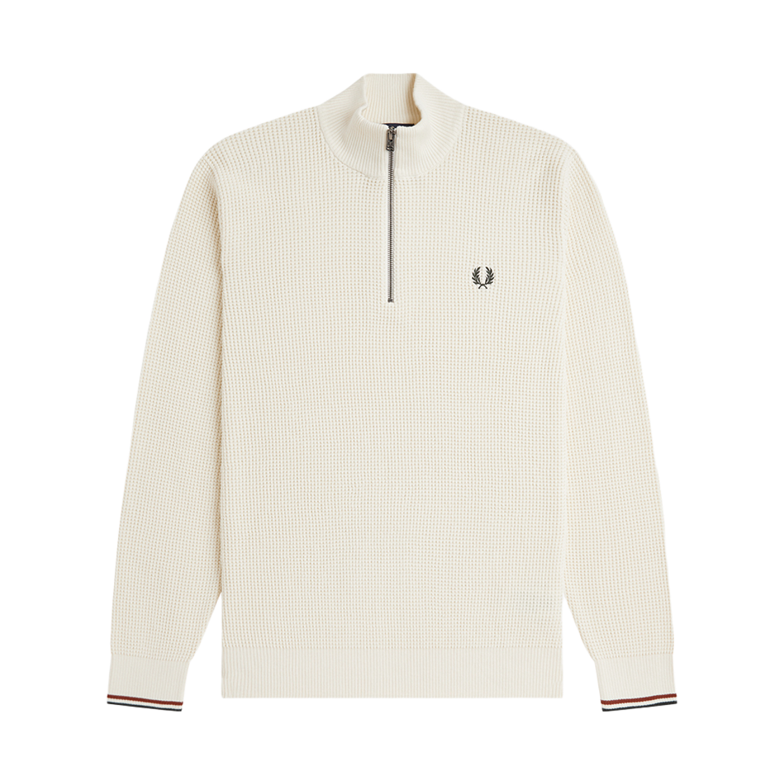 프레드페리 와플 스티치 하프집 니트 에크루(Fred Perry Waffle Stitch Half Zip Knit Ecru)