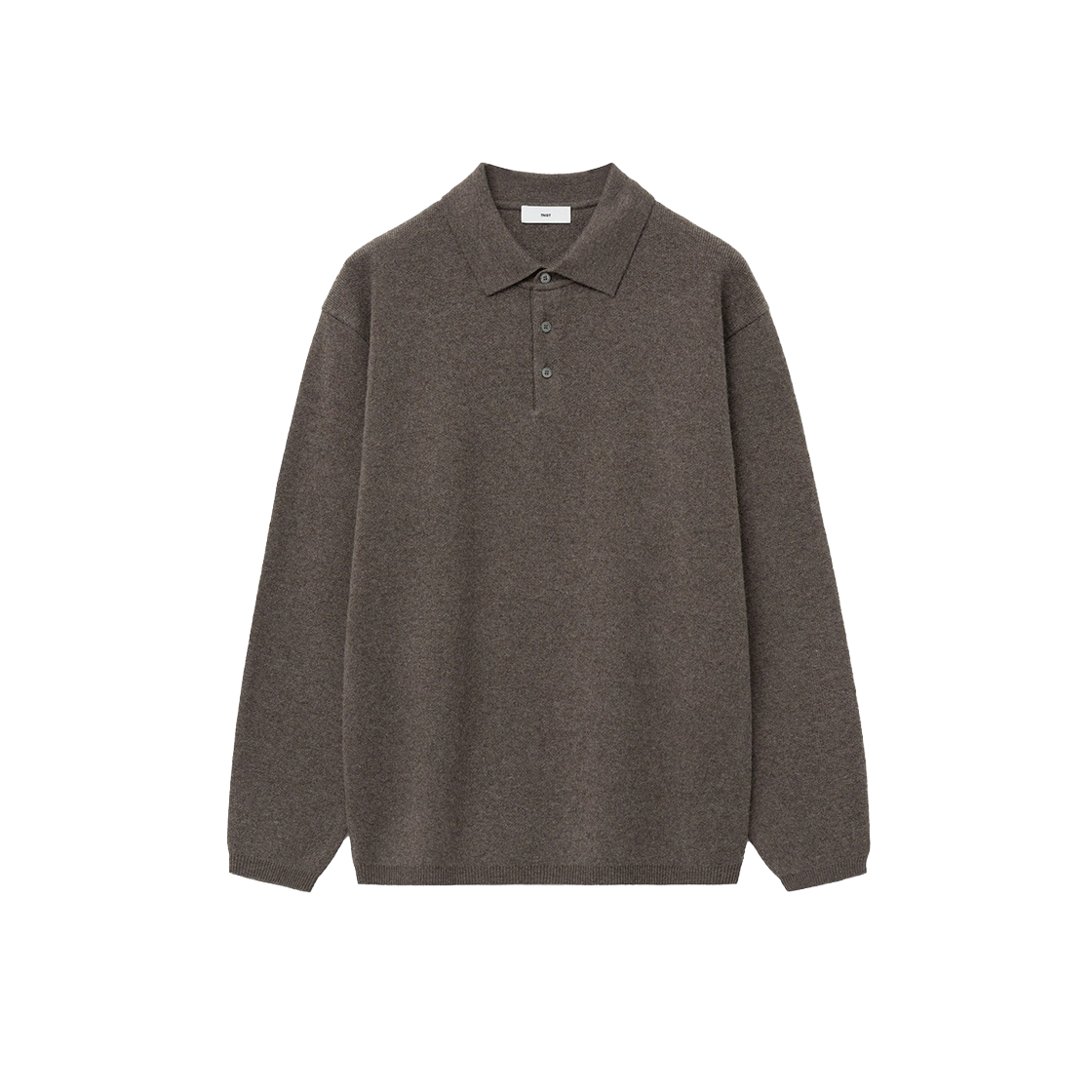 TNSW6F110W2 TNGT Cashmere Blended Essential Polo Knit Top Brown