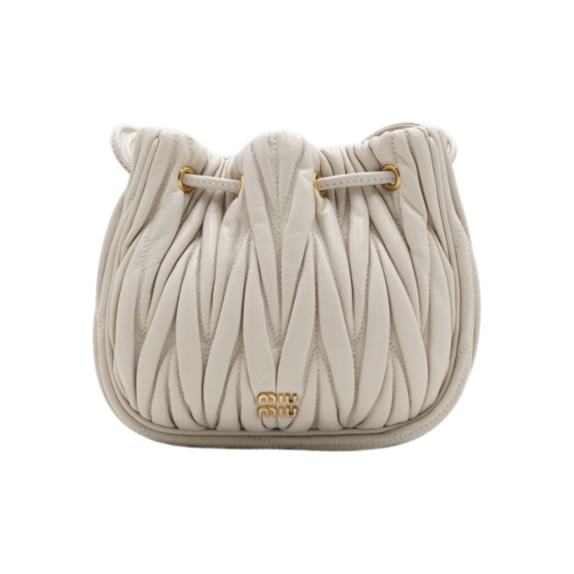 ITCB2ACUP75Q Miu Miu Bianco Matelasse Nappa Leather Bucket Bag