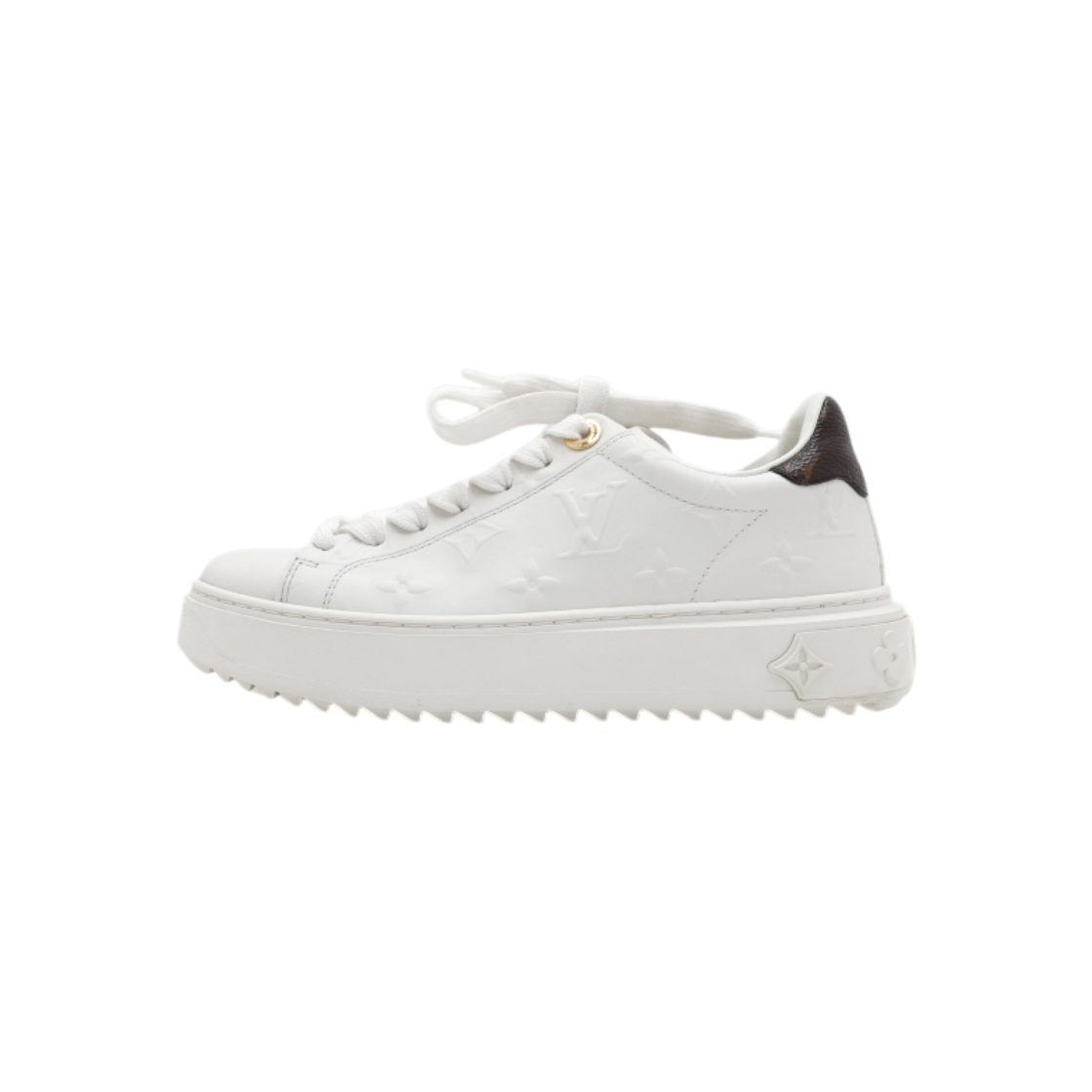 ITN62HNFVLA7 Louis Vuitton White Leather Monogram Timeout Sneakers
