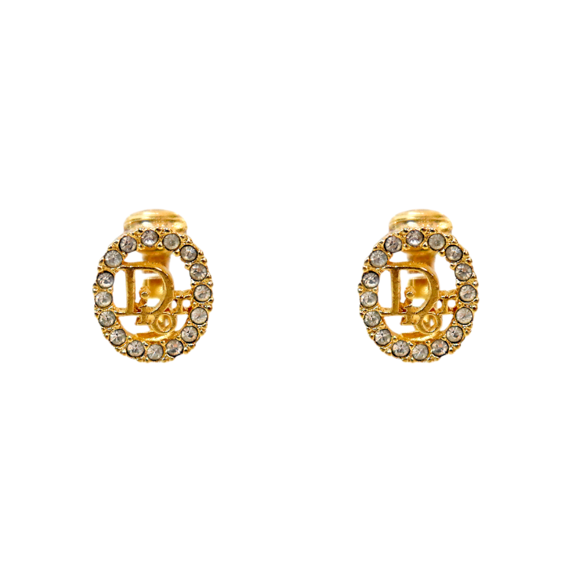 ITJ7WHRQEIS6 Dior Cubic Round Oblique Gold Earrings