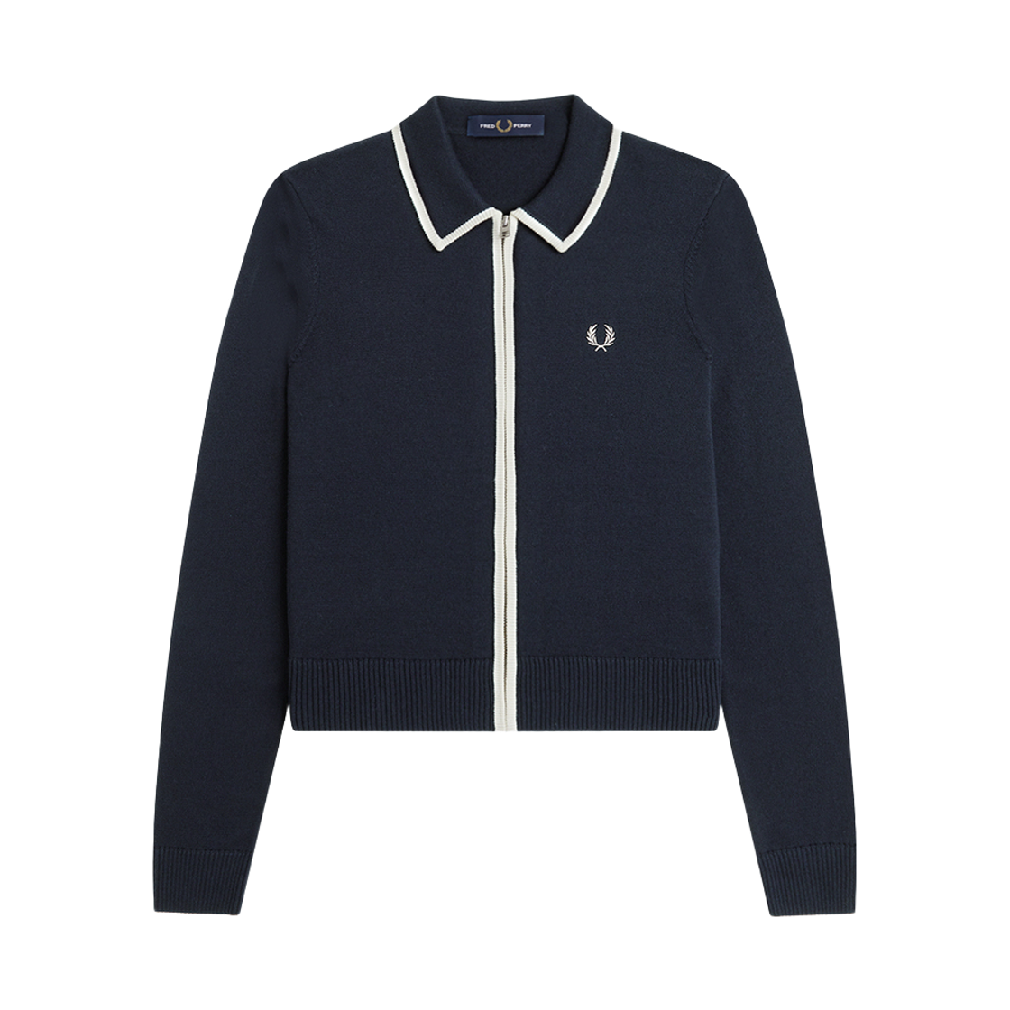 프레드페리 우먼즈 집 스루 니트 셔츠 네이비 화이트(Fred Perry Womens Zip-Through Knitted Shirt Navy White) - 1