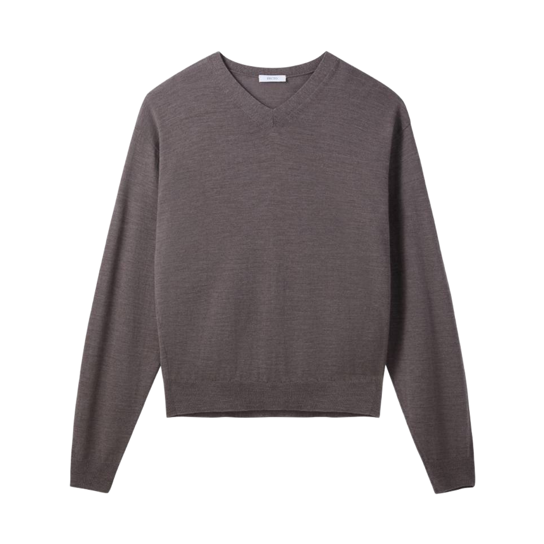 RM26WKTP003BR Recto Wool V-Neck Knit Top Taupe Brown