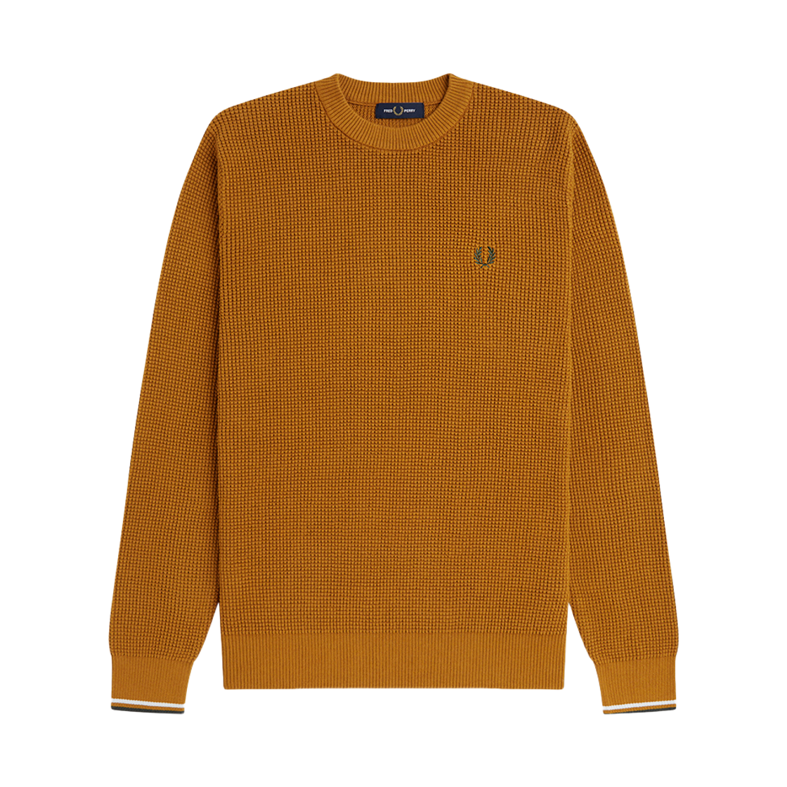 AFPM2G36507-644 Fred Perry Waffle Stitch Knit Dark Caramel